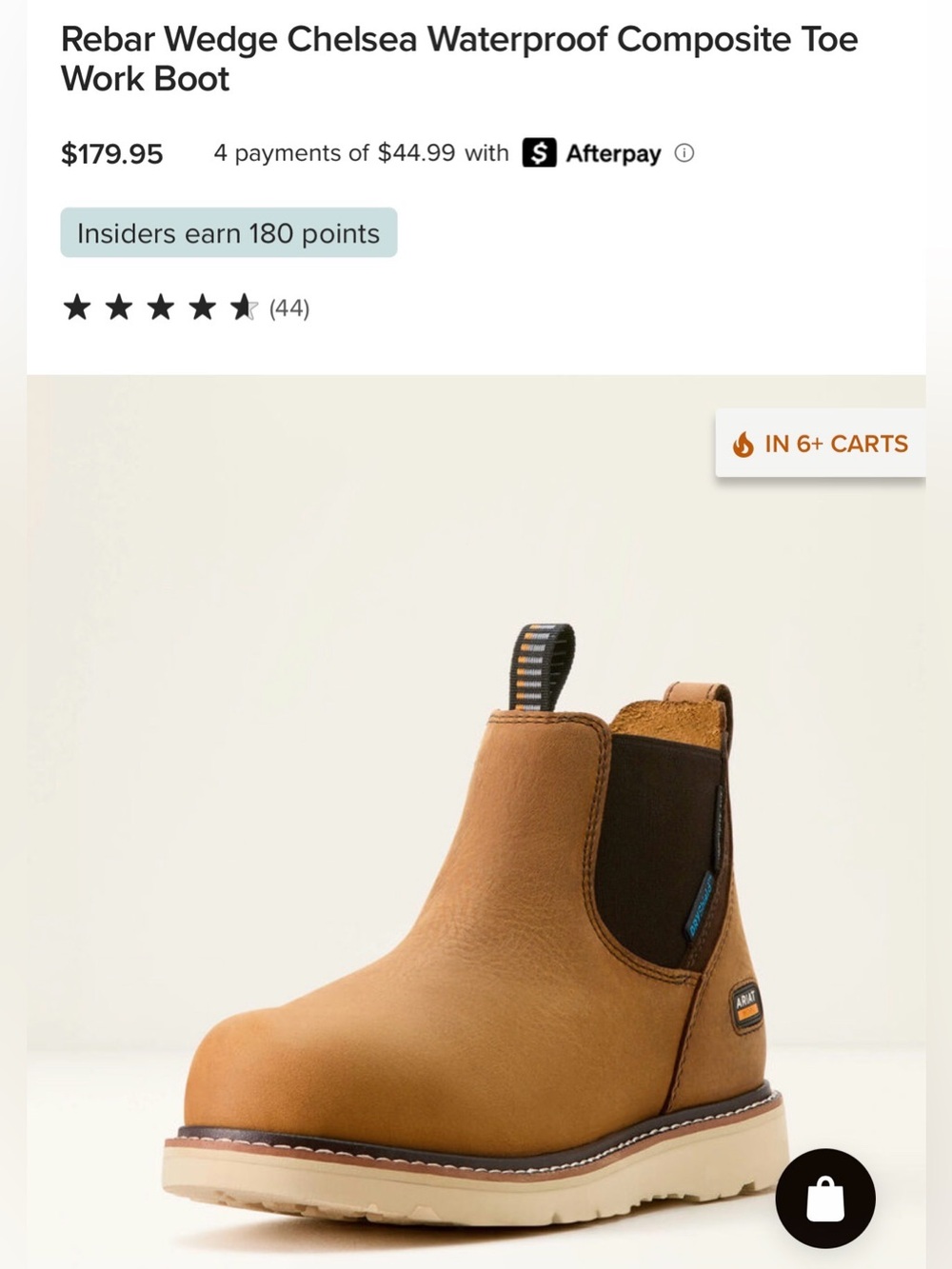Ariat Women’s Rebar Wedge Chelsea Waterproof Composite Toe Work Boot